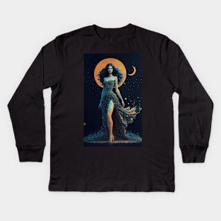 itle: "Moonlit Elegance Silhouette Tee Kids Long Sleeve T-Shirt